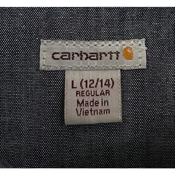 Carhartt Chambray Shirt Flex Women's Large (12/14) Blue Button-Up Long Sleeve - Picture 4 of 7